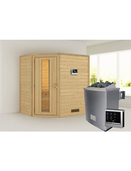 WOODFEELING Sauna »Svea«, inkl. 9 kW Saunaofen mit externer Steuerung für 3 Personen WOODFEELING Sauna »Svea«, inkl. 9 kW Saunaofen mit externer Steuerung für 3 Personen