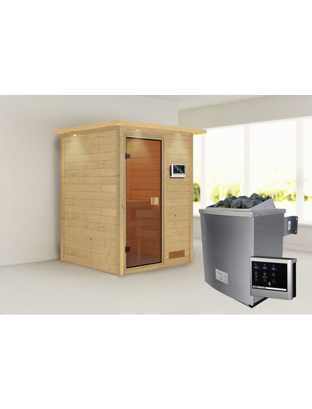 WOODFEELING Sauna »Svenja«, inkl. 9 kW Saunaofen mit externer Steuerung, für 3 Personen