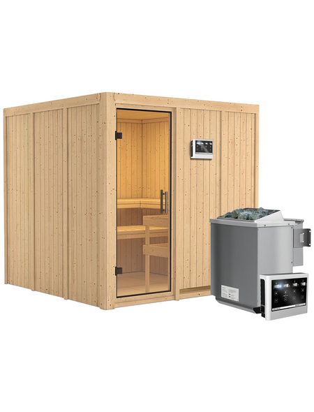 KARIBU Sauna »Valga«, inkl. 9 kW Bio-Kombi-Saunaofen mit externer Steuerung für 4 Personen KARIBU Sauna »Valga«, inkl. 9 kW Bio-Kombi-Saunaofen mit externer Steuerung für 4 Personen