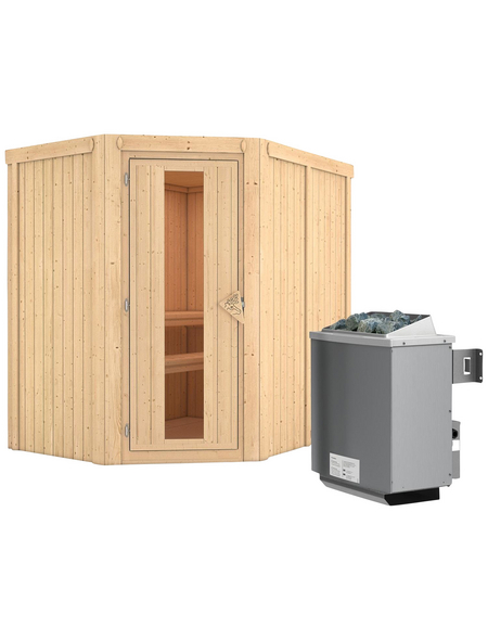 KARIBU Sauna »Vijandi«, inkl. 9 kW Saunaofen mit integrierter Steuerung für 3 Personen KARIBU Sauna »Vijandi«, inkl. 9 kW Saunaofen mit integrierter Steuerung für 3 Personen