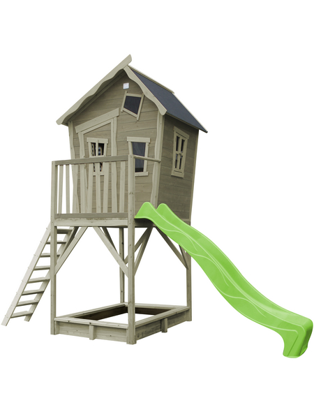 EXIT Toys Spielhaus »Crooky Spielhäuser«, BxHxT: 184 x 281 x 391 cm, grau/beige