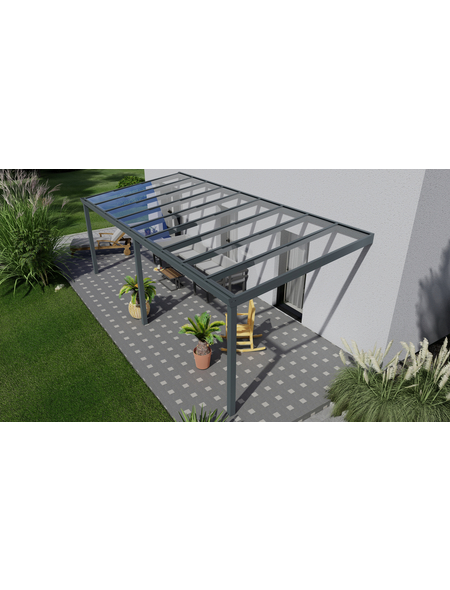 GARDENDREAMS Terrassenüberdachung »Easy Edition«, Breite: 700 cm, Dach: Glas, anthrazitgrau