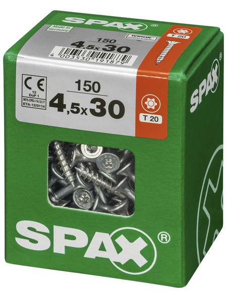 SPAX Universalschraube, 4,0 X 50 Mm, 200 Pieces, T-Star Plus, Half Round Head, Full Thread, 4CUT, WIROX A3J, 0201010400503