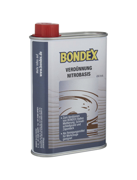 BONDEX Verdünnung, 0,25 l, farblos, Lösemittelbasis, Nitrobasis, geeignet für: Holz