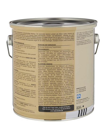 BONDEX Wetterschutzfarbe »Holzlasur für außen«, kalkweiß, lasierend, 2