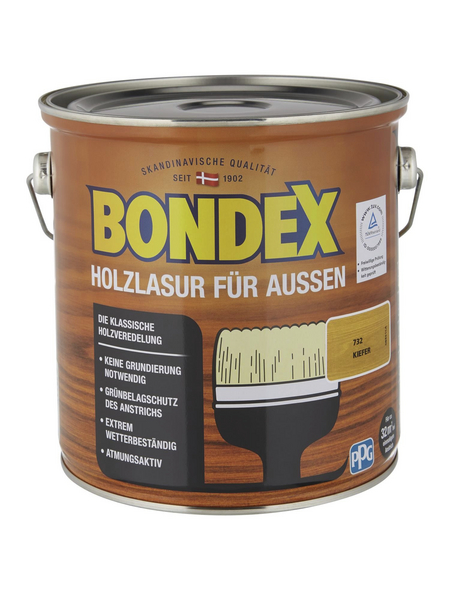 BONDEX Wetterschutzfarbe »Holzlasur für außen«, kiefer, lasierend, 2.5l