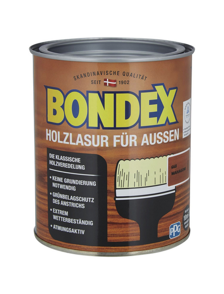 BONDEX Wetterschutzfarbe »Holzlasur für außen«, mahagoni, lasierend, 0.75l