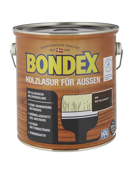 BONDEX Wetterschutzfarbe »Holzlasur für außen«, rio-palisander, lasierend, 2.5l