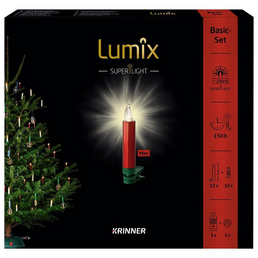 Krinner Christbaumkerzen Lumix Superlight mini, Rot, 12er