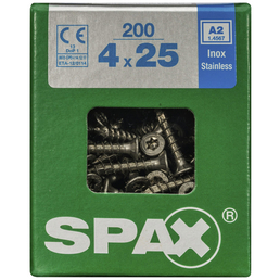 SPAX Edelstahlschraube, 4 mm, Edelstahl rostfrei, 200 Stk., TRX A2 4x25 L