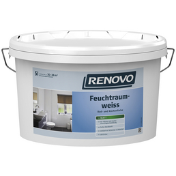 RENOVO Feuchtraumfarbe, weiß, 2,5 l, ca. 6 - 7,6 m² pro Liter