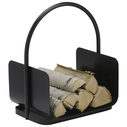 ALPERTEC Feuerholzkorb, schwarz/silberfarben, geeignet für Holzscheite