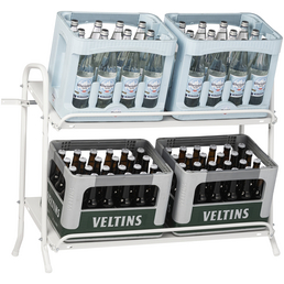 SCHULTE REGALWELT Flaschenkastenständer, Stahl, weiß, 2 Fachböden