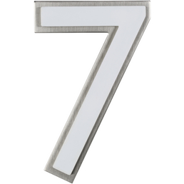 SÜDMETALL Hausnummer, 7, Weiß, Kunststoff | Edelstahl, 11,7 x 17 x 1,8 cm, nachtleuchtend