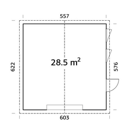 PALMAKO AS Holzgarage »Andre 28,5«, BxT: 557 x 622 cm (Außenmaße), Holz