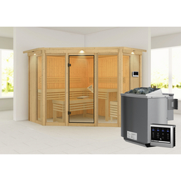 Sauna »Ehmja 2 «, inkl. 9 kW Bio-Kombi-Saunaofen mit externer Steuerung, für 5 Personen