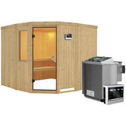 Sauna »Keila 3«, inkl. 9 kW Bio-Kombi-Saunaofen mit externer Steuerung für 4 Personen