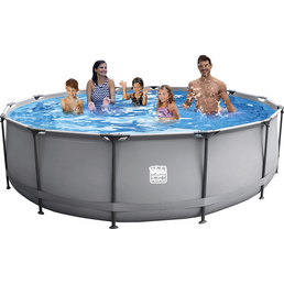 HAPPY PEOPLE Stahlrahmen-Pool, grau, ØxH: 540 x 122 cm