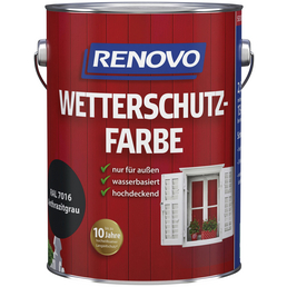 RENOVO Wetterschutzfarbe, für außen, 2,5 l, anthrazitgrau, seidenglänzend
