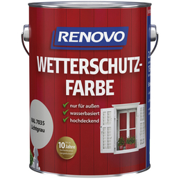 RENOVO Wetterschutzfarbe, für außen, 2,5 l, Lichtgrau, seidenglänzend