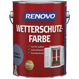 RENOVO Wetterschutzfarbe, für außen, 2,5 l, Taubenblau, seidenglänzend