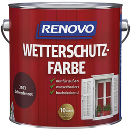 RENOVO Wetterschutzfarbe, für außen, 4 l, schwedischrot, seidenglänzend