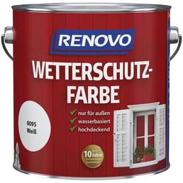 RENOVO Wetterschutzfarbe, für außen, 4 l, weiß, seidenglänzend
